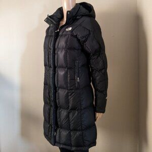 North Face 600 down parka long black puffer coat, women's small